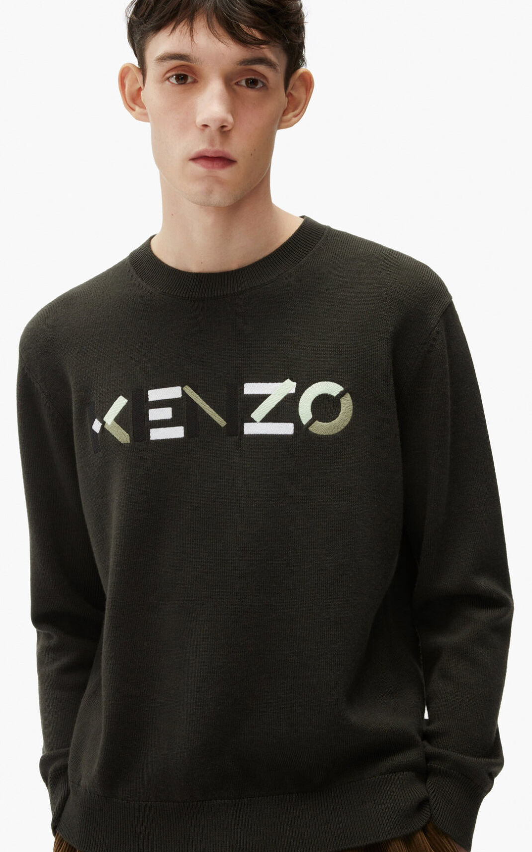 Kenzo Logo merino wool Kazak Erkek Gri Gri | 2860-VJEPS